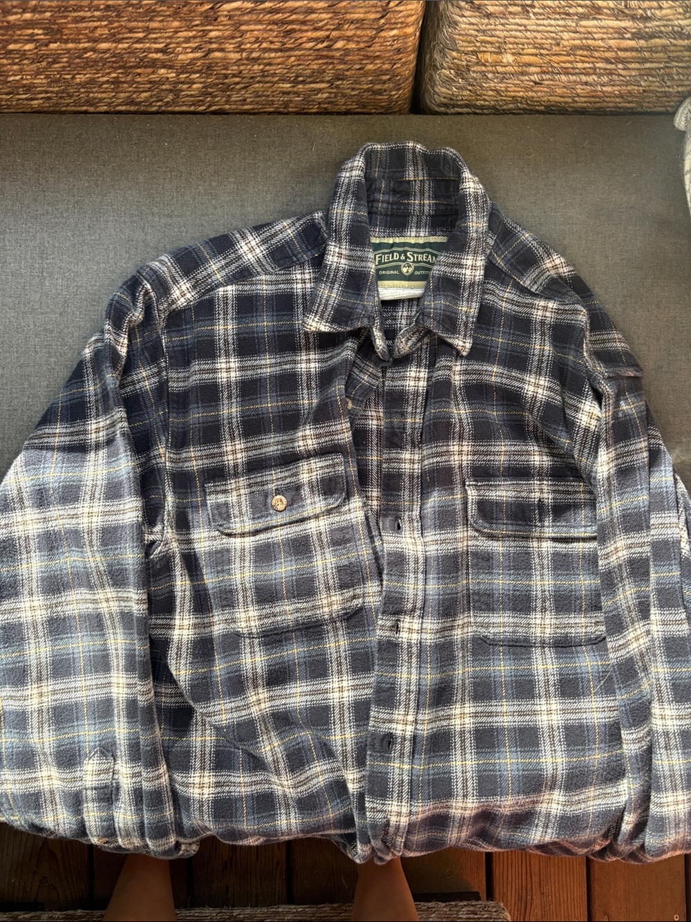 Field & Stream Navy and White Plaid Shirt Jacket